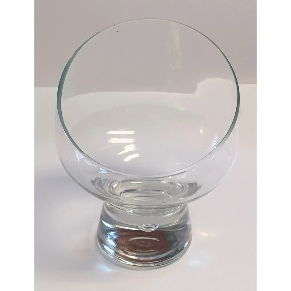 Vintage Kosta Boda Pippi Bubble Angled Tilted Snifter Clear Whiskey Brandy Glass